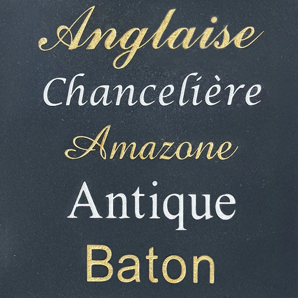 Gravure artisanale de lettres à la main sur pierre tombale, finition personnalisée et soignée