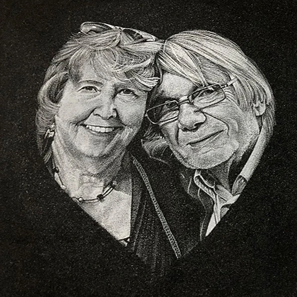 Lithogravure blanche ou en couleur sur monument funéraire, portrait fait main avec finesse