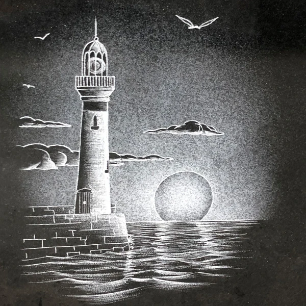 Lithogravure blanche ou en couleur sur monument funéraire, portrait fait main avec finesse