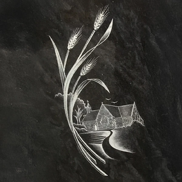 Lithogravure blanche ou en couleur sur monument funéraire, portrait fait main avec finesse